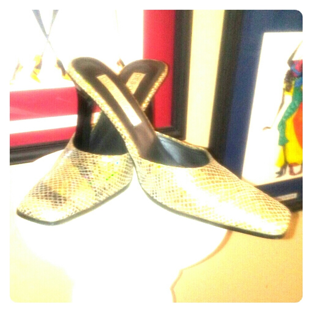 Desiderata gold mule stilettos
